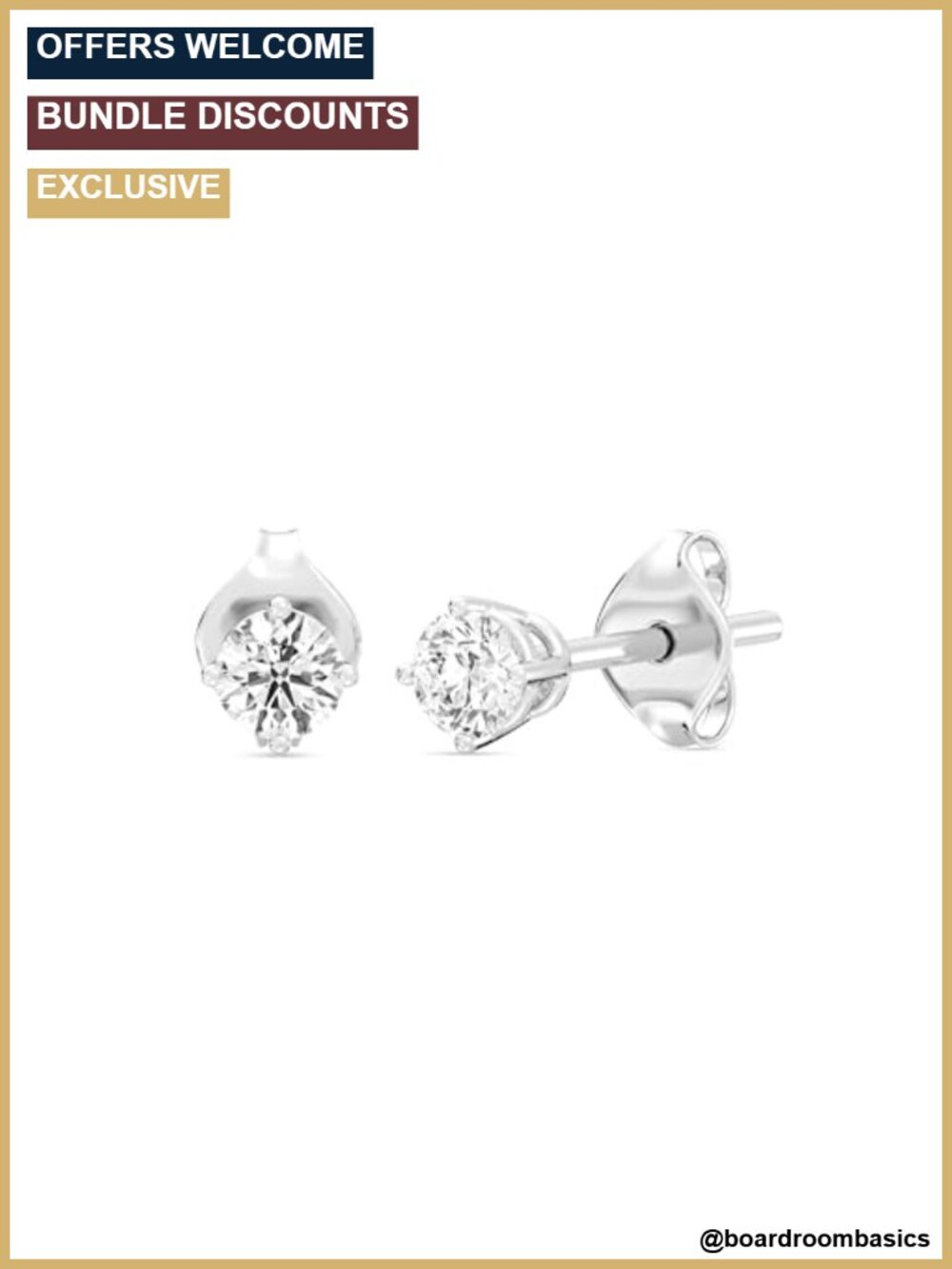 10KT White Gold Lab-Grown Diamond Stud Earrings 1/3 ct tw Push Back